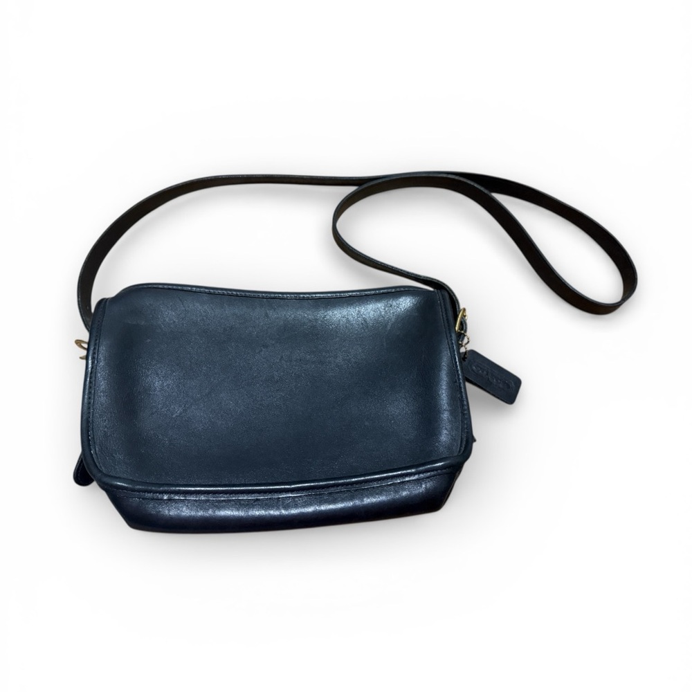 Vintage Coach Black Leather Crossbody Bag